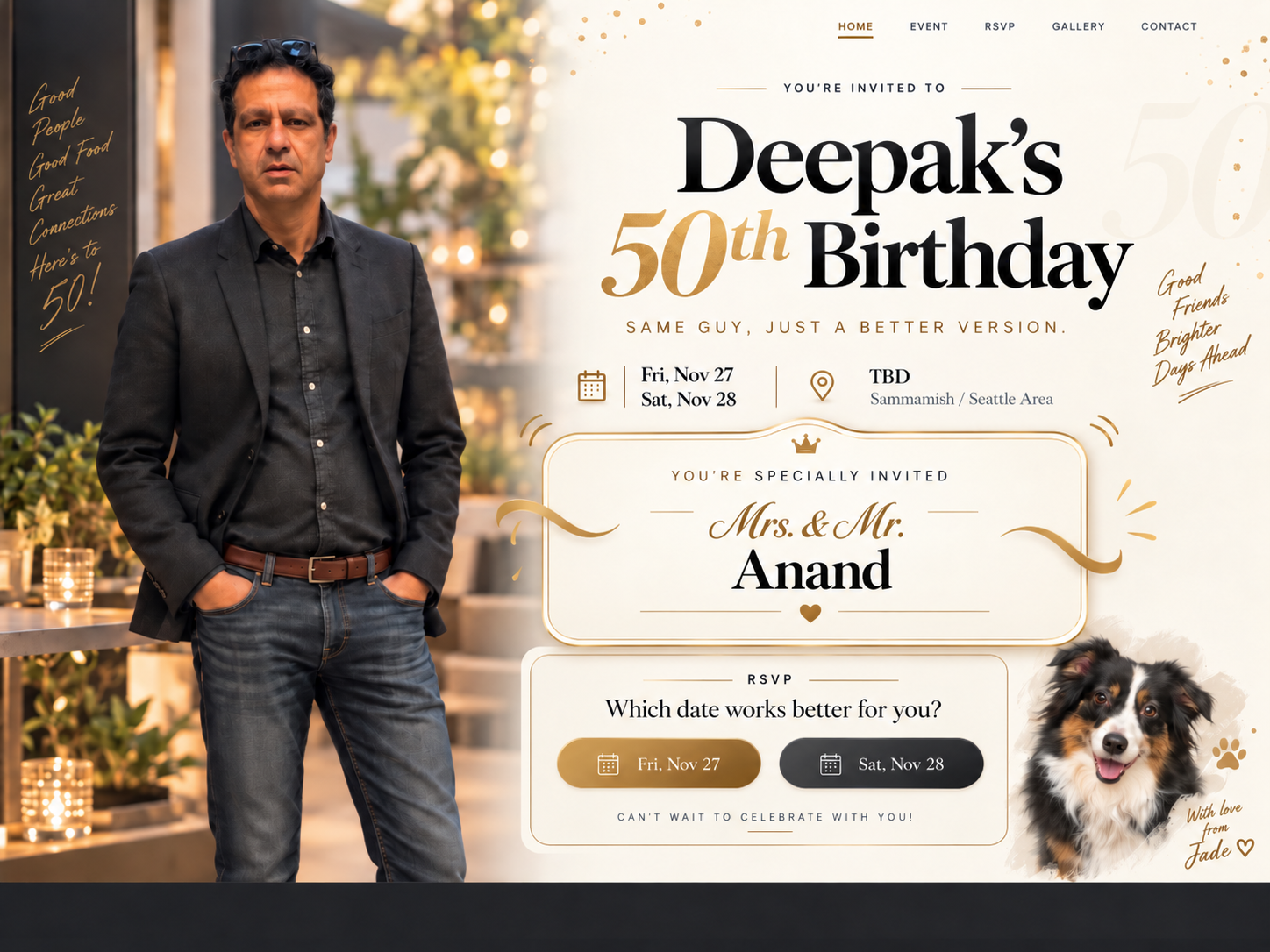 Deepak's 50th Birthday invitation